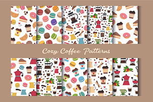 Cartoon Coffee Patterns, a Pattern Graphic by Barsuk's Shop