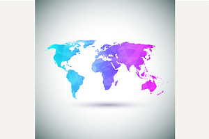Low poly Geometric world map. Vector, a Wallpaper Graphic by Shanvood art