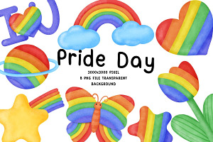 Pride Rainbow Clipart Set