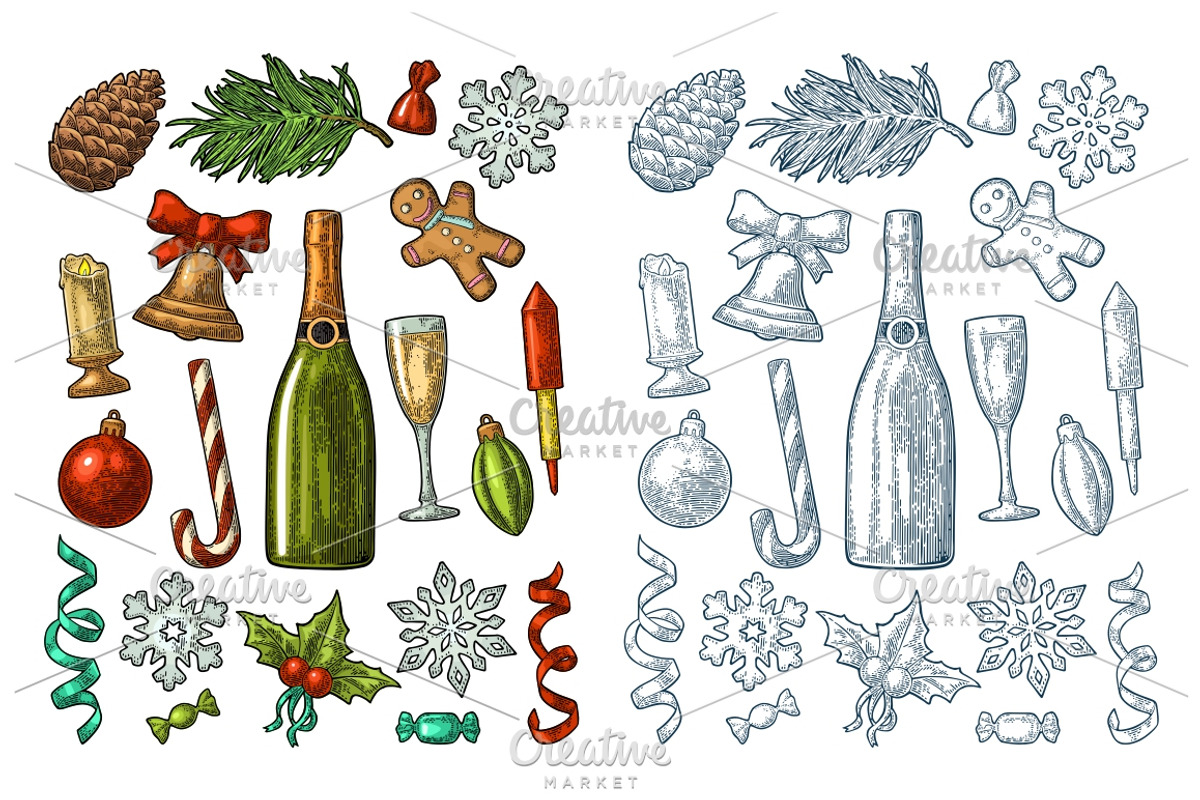 Bundle for Merry Christmas New Year, a Decorative Illustration by MoreVector (Photo 2 of 5)