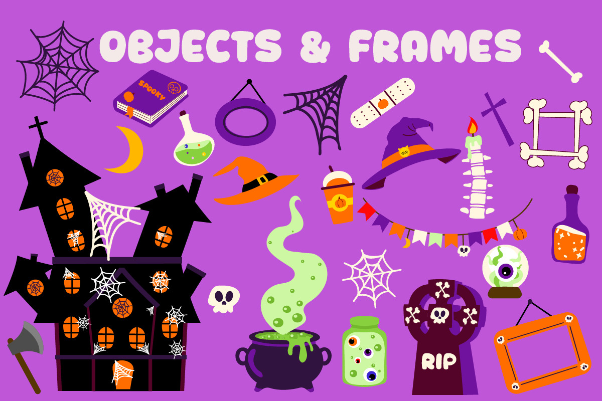 Cute Spooky Halloween Vector Clipart, an Object Graphic by Olexandra Mur (Photo 3 of 13)