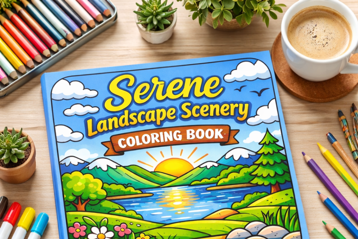 40 Landscape Coloring Printables, an Object Graphic by Image for Sale (Photo 1 of 3)