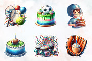 Sports Birthday Watercolor Clipart, an Illustration by RobertsArt (Thumbnail 7 of 8)