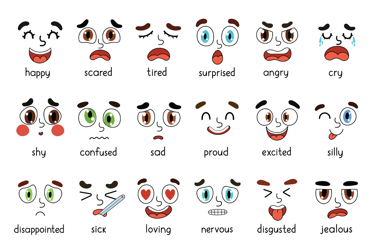 Emotions Faces Collection, an Education Illustration by Gulnara Sabirova