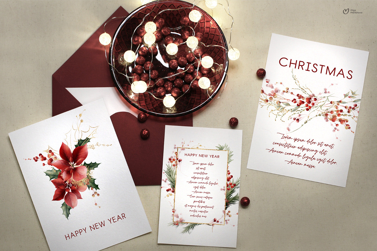 Christmas Graphics, floral cliparts, a Texture Illustration by ollalya (Photo 2 of 15)