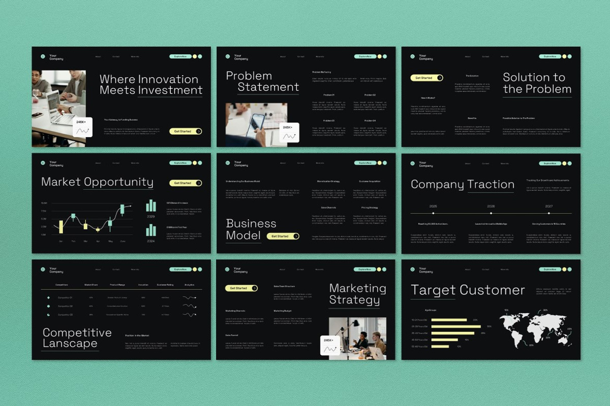Green Yellow Modern Pitch Deck PPT, a Presentation Template by graphicook (Photo 2 of 8)