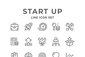 Set line icons of start up, an Outline Icon by motorama