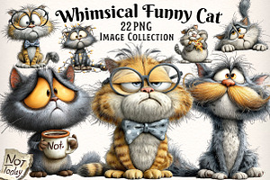 Whimsical Funny Cat Clipart, an Illustration by Dream Creation