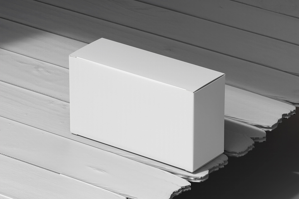 Paper Box Mockup Under Daylight Eco, a Merchandise Mockup by Ram Studio LLC (Photo 2 of 4)