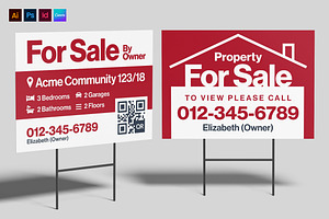 Real Estate Property For Sale Sign, a Poster Template by BrandPacks