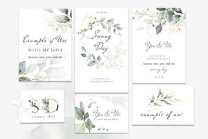 Watercolor & Gold Leaves Collection