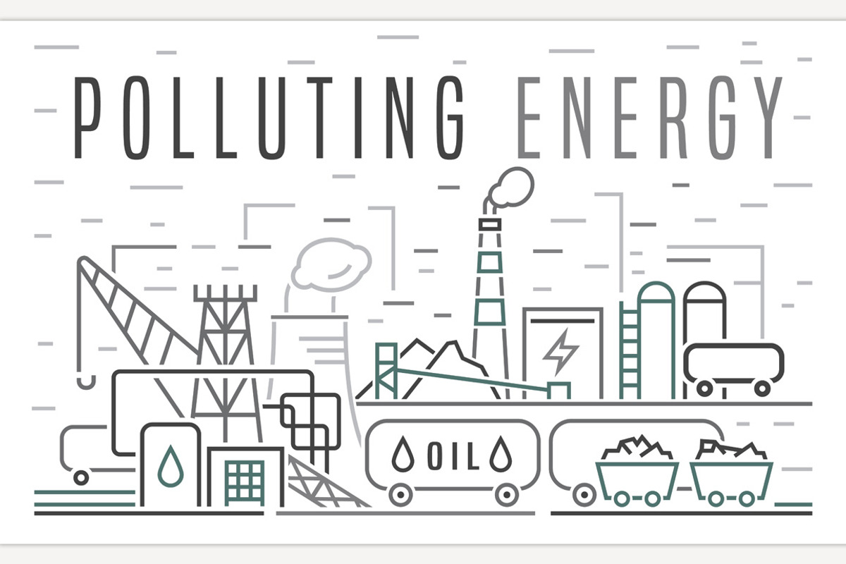 Non-renewable sources of energy., a Technology Illustration by Anna's Shop