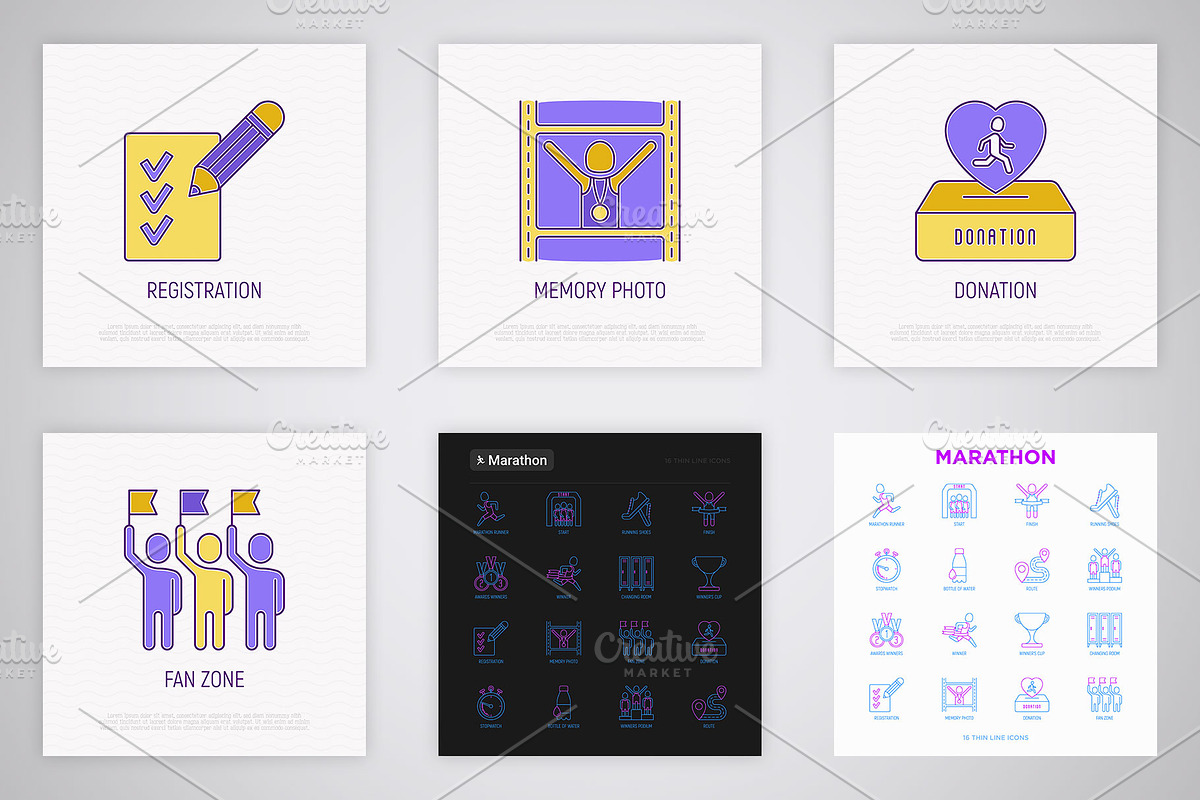 Marathon | 16 Thin Line Icons Set, an Outline Icon by Alex Blogoodf (Photo 7 of 11)