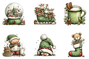 Cute Christmas Watercolor Clipart, an Illustration by designcity5 (Thumbnail 2 of 5)