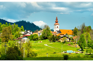 Typical slovenian church in gorice stock photo containing slovenia and church, an Architecture Photo by Leonid Andronov