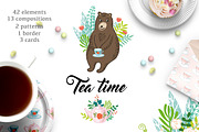 Tea time. Lovely vector set., an Animal Illustration by Anyuka (Thumbnail 1 of 6)