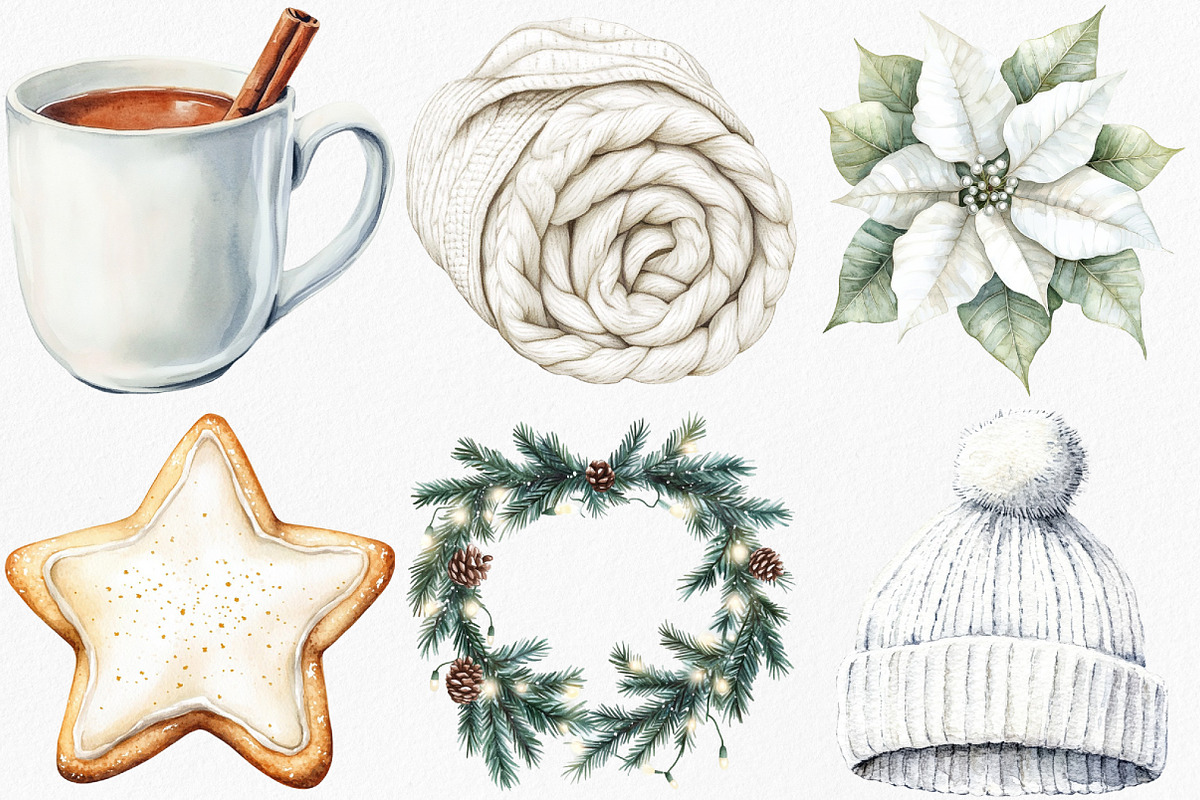 Cozy White Christmas Clipart, an Illustration by Canvas Craft (Photo 4 of 8)