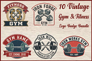 10 Vintage Gym Fitness Badge Logo, a Sport Illustration by Artivon (Thumbnail 1 of 11)