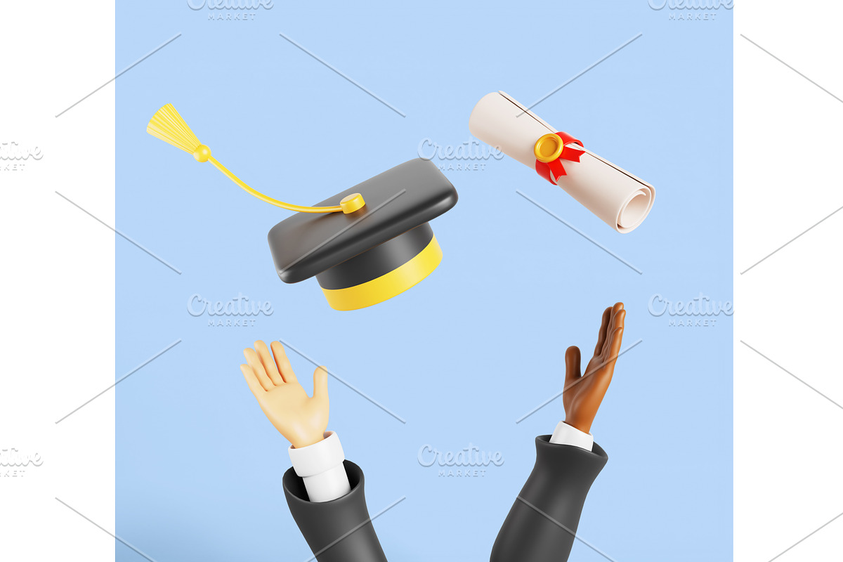 Happy graduates, international, a Characters & Person 3D Model by Marozhkastudio