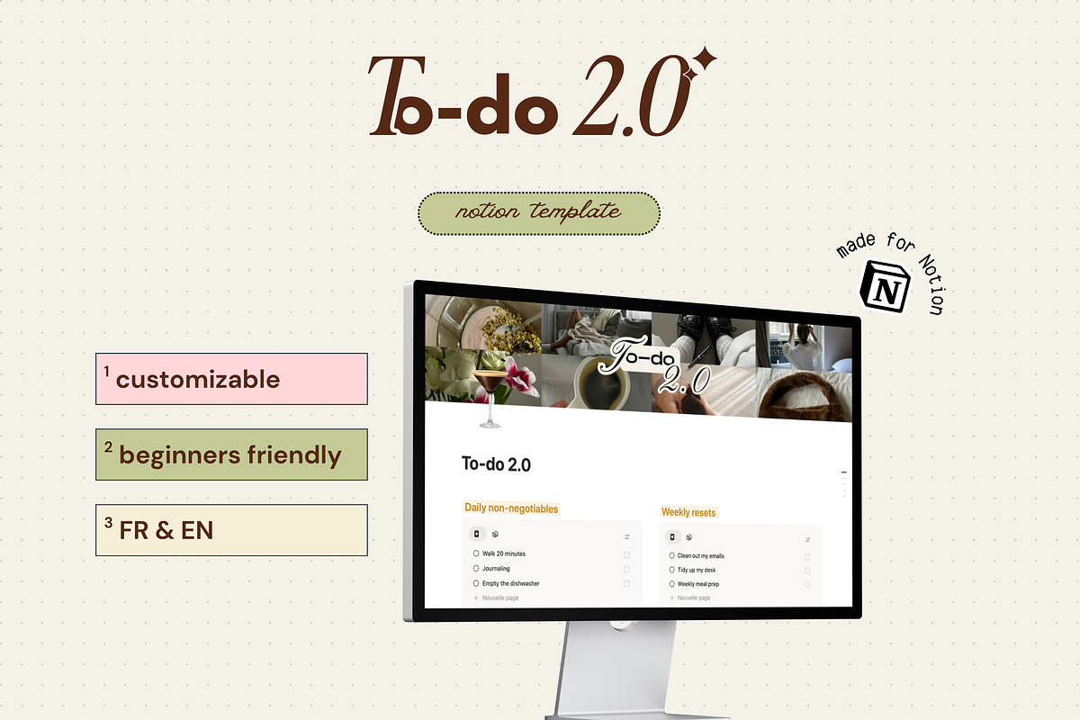 To-do 2.0 - Notion template, an App Template by Iasan Design (Photo 1 of 6)
