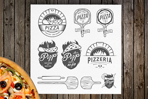 Vintage pizzeria logos and elements