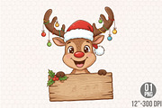 Funny Christmas Reindeer with Sign, an Illustration by Designking (Thumbnail 3 of 6)