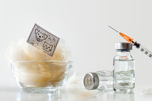 Two vaccines and a syringe for vaccination against animal allerg, a Health & Medical Photo by Davizro's Market