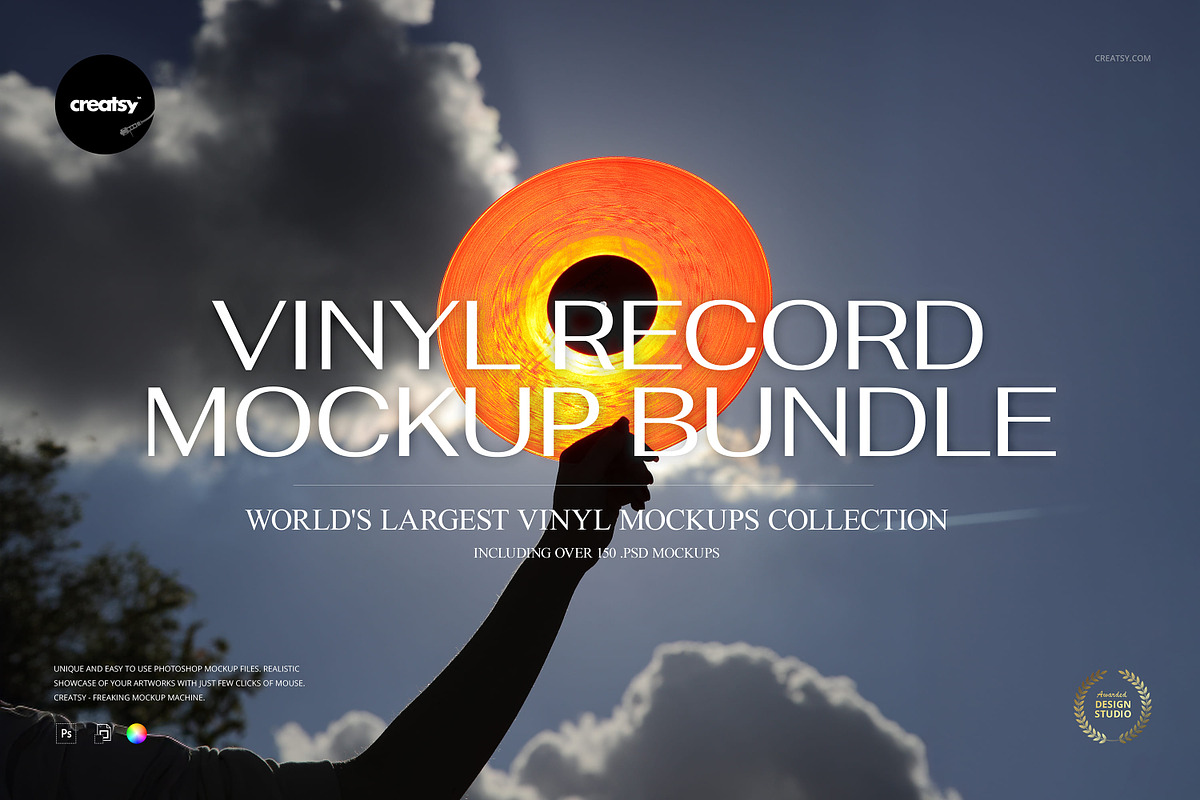 Vinyl Record Mockup Bundle, a Merchandise Mockup by creatsy5 (Photo 1 of 28)
