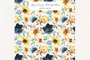 Navy Peony & Sunflower Florals PNG, a Decorative Illustration by whiteheartdesign (Thumbnail 5 of 7)