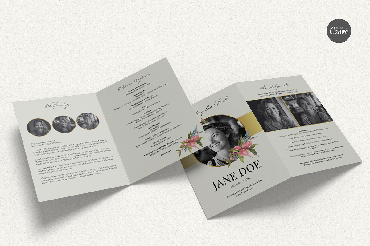 Funeral Program Template I Canva, an Invitation Template by The Social Stuff (Photo 2 of 10)