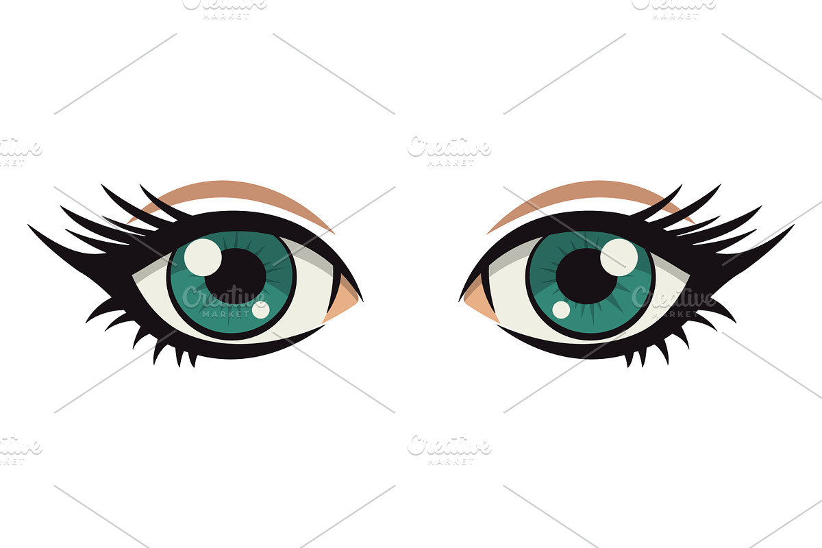 Anime Style Vector Set of Flat Eyes., a Person Illustration by Gomolach (Photo 12 of 25)