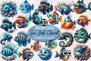 Watercolor Sea Fish Clipart Bundle., an Illustration by SVGArt (Thumbnail 1 of 8)
