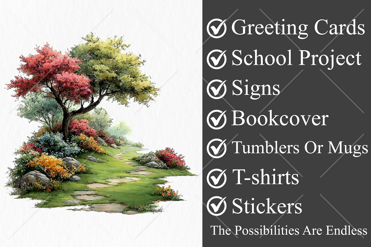 Whimsical Spring Landscape Clipart, a Seasonal Illustration by Canvas Craft (Photo 3 of 10)
