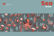 Sea World Seamless Patterns, a Pattern Graphic by moja doodle (Thumbnail 6 of 8)