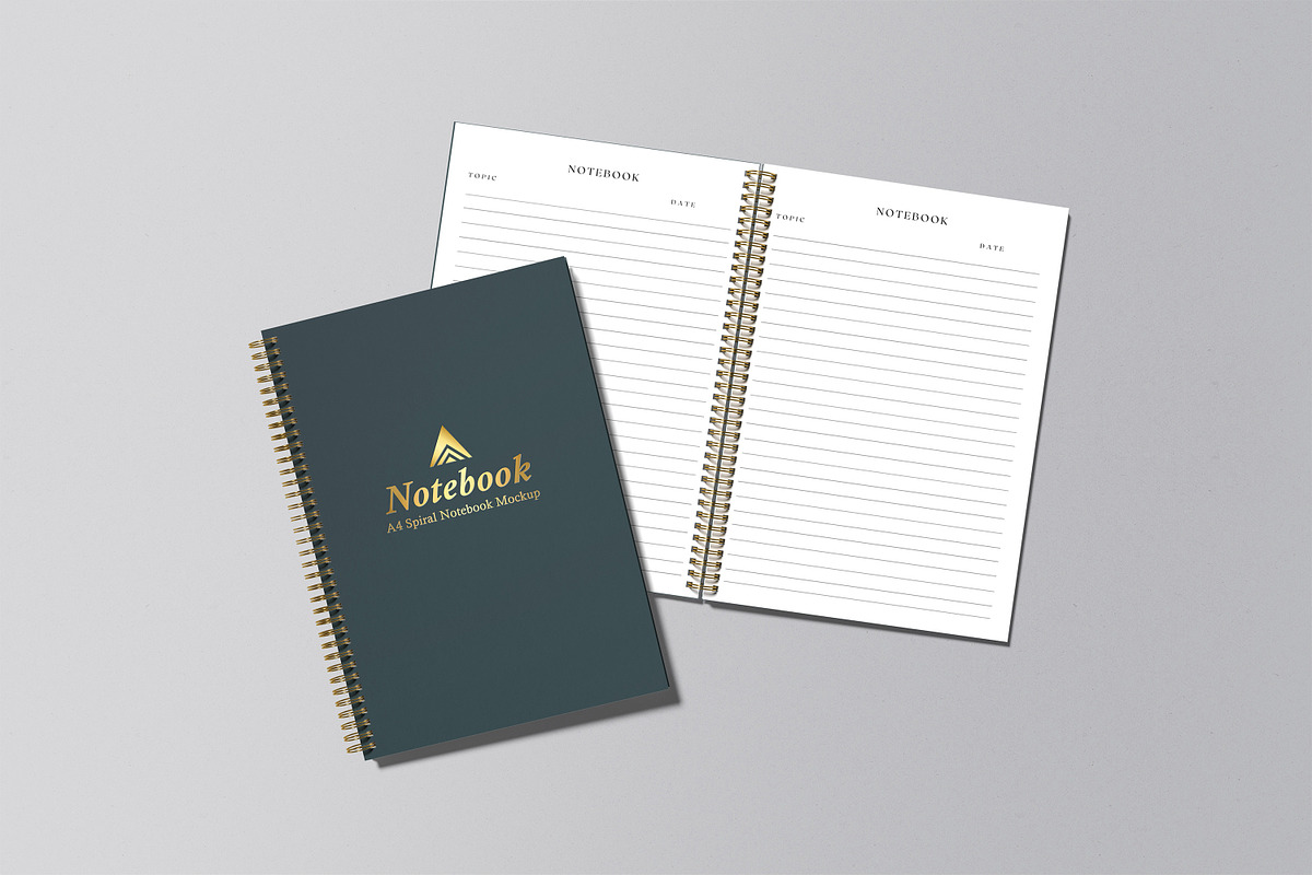 A4 Spiral Notebook Mockup, a Print Template by graphicsecond (Photo 2 of 16)