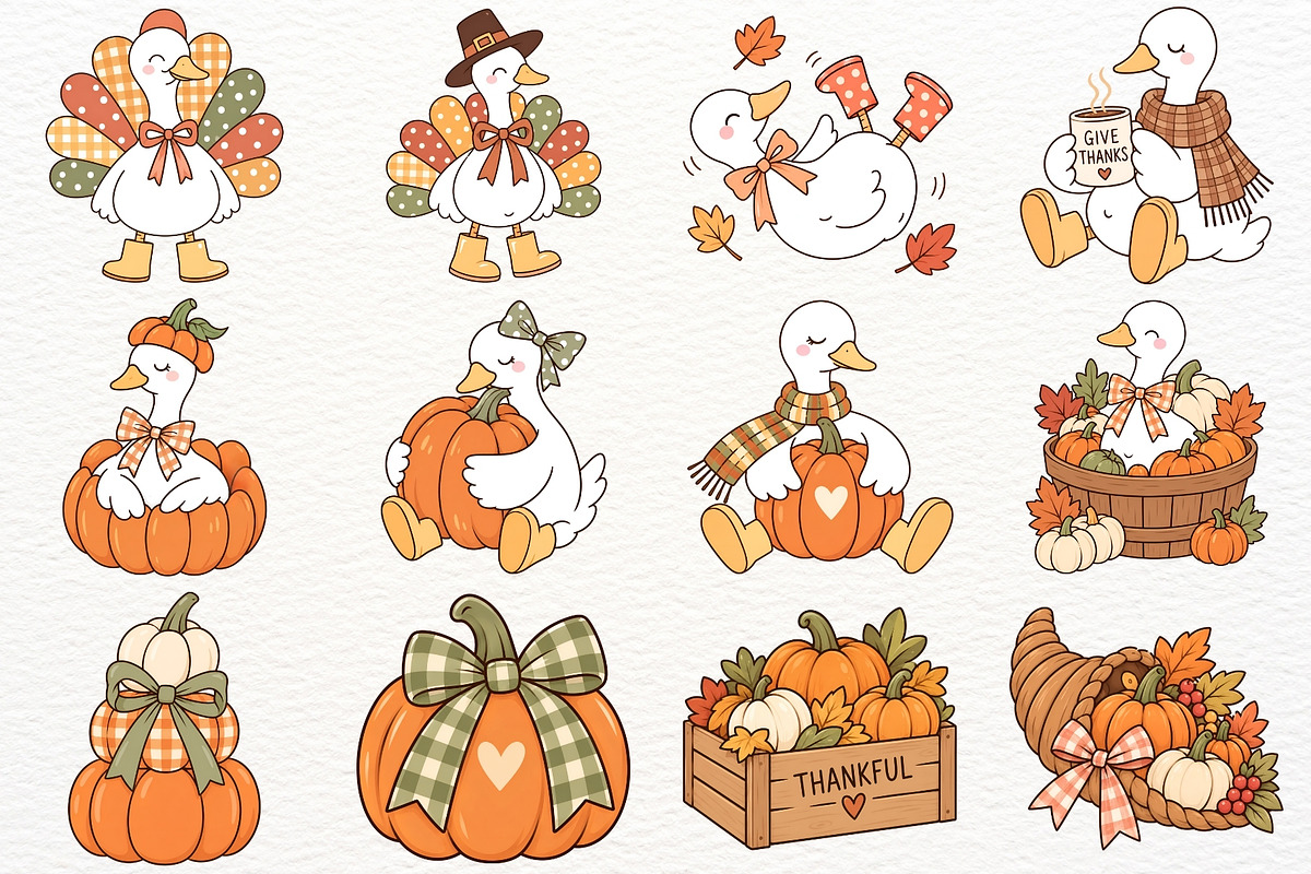 Thanksgiving Clipart Silly Goose PNG, a Seasonal Illustration by SugarCloudStudioArt (Photo 4 of 6)