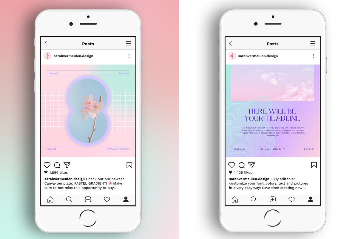 Instagram Social Media CANVA Pastel, a Social Media Template by Vermeulen Design Studio (Photo 2 of 7)