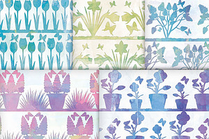 Watercolor Butterfly Garden Patterns