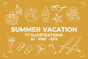 SUMMER VACATION VECTOR SET, a Seasonal Illustration by Bonfloret Studio