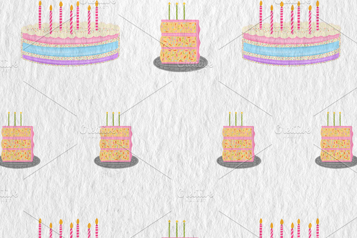 Dopamine Cakes Seamless Pattern Set, a Food Illustration by Oleksandra Illustrates (Photo 1 of 14)