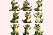 Funny Crocodile Clipart PNG Bundle, a Graphic by M9 Design (Thumbnail 4 of 9)