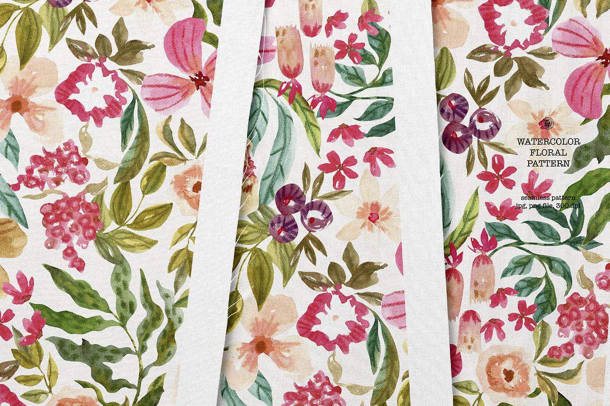 Summer Floral Watercolor Pattern, a Pattern Graphic by Webvilla Studio