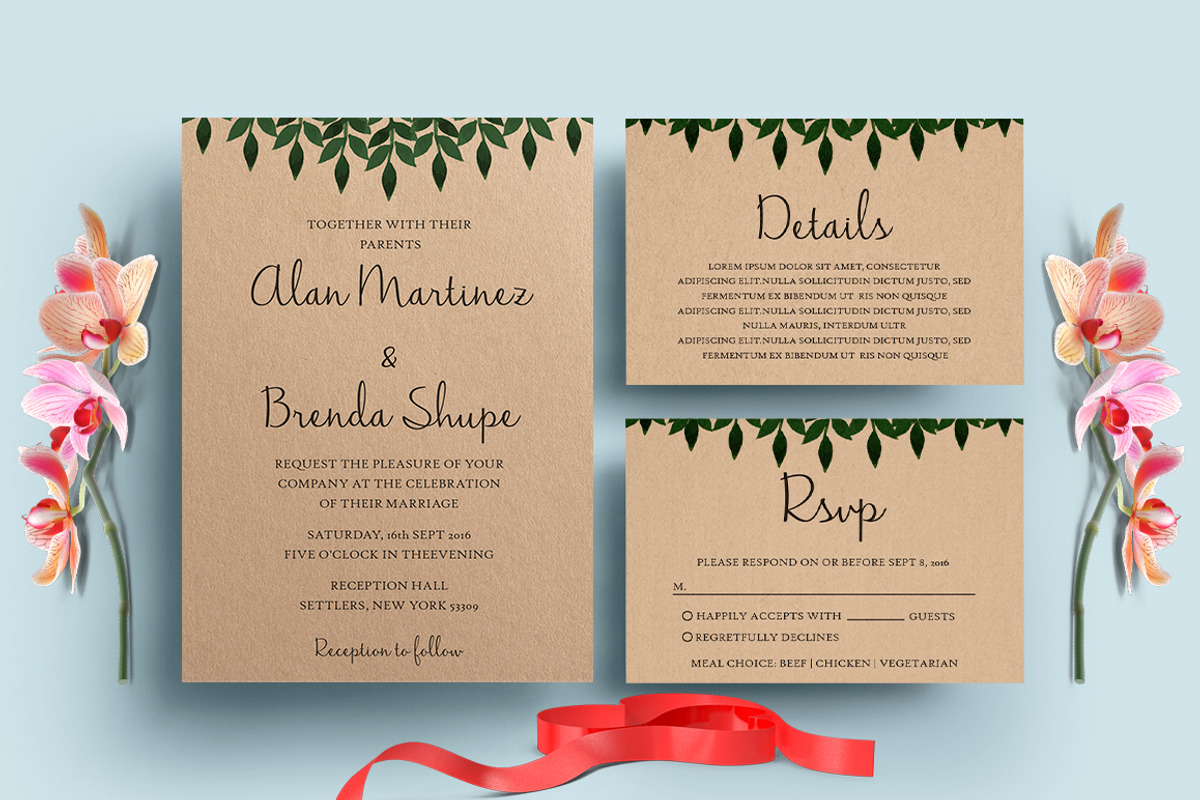 Leaf Wedding Invitation Set, an Invitation Template by TemplateCrafts (Photo 2 of 4)