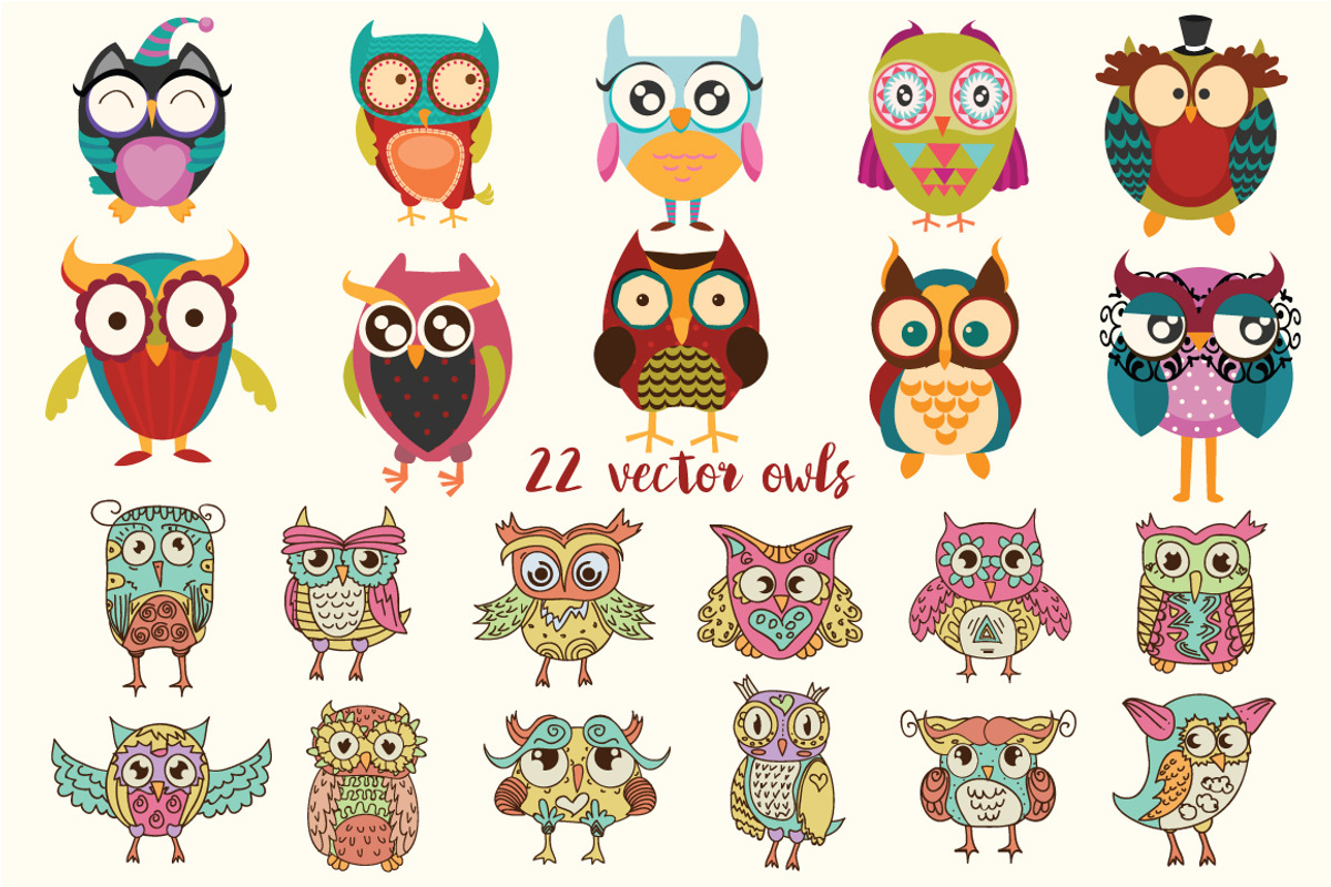 Owls Set, an Animal Illustration by RalucaGheorghe (Photo 3 of 3)