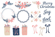 Navy & Pink Floral Christmas Wreath, an Illustration by Amanda Ilkov (Thumbnail 3 of 5)