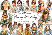 Girl Self Care Watercolor Clipart, an Illustration by designcity5 (Thumbnail 1 of 5)