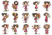 Whimsical Spring Girl Clipart, an Illustration by OK Design (Thumbnail 3 of 6)