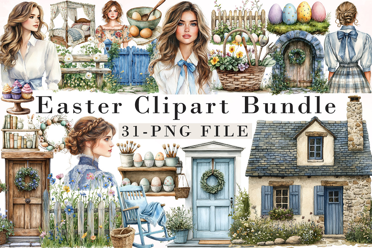 Watercolor Easter Clipart, an Illustration by Libby Wishes (Photo 1 of 9)