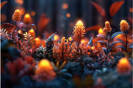 A whimsical scene featuring gnomes, an Object Illustration by Sergey Kotenev