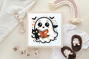 Cute Halloween Ghost Reading Book, an Illustration by CraftArtStudio (Thumbnail 4 of 4)